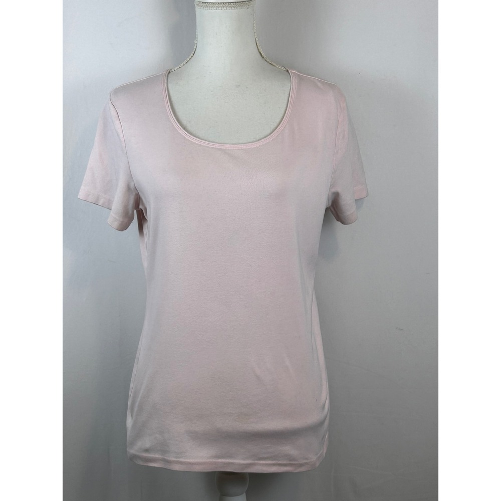 Karen Scott Top Womens M Pink Excellent Short Sleeve Scoop Neck Cotton Tee
